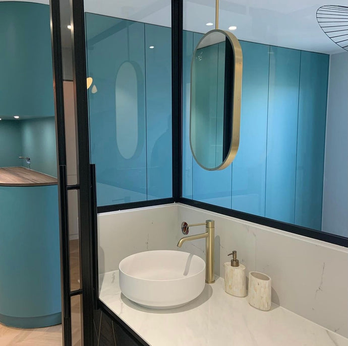 Bespoke Suspended Capsule front illuminated bathroom mirror