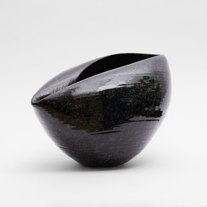 Black Large Black Cosmic Open Oval Form, Vessel N.106, Interior Sculpture, Objet D'Art