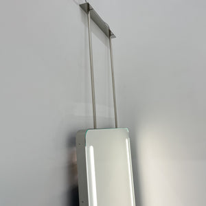 Contemporary Quadris™ Ceiling Suspended Front Illuminated Rectangular Mirror with Stainless Steel Frame