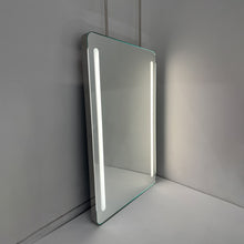 Contemporary Quadris™ Ceiling Suspended Front Illuminated Rectangular Mirror with Stainless Steel Frame