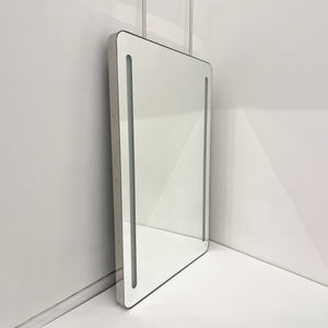 Contemporary Quadris™ Ceiling Suspended Front Illuminated Rectangular Mirror with Stainless Steel Frame