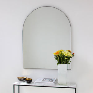 In Stock - Arcus™ Arch shaped Overmantel Mirror with Contemporary Bronze Patina Frame