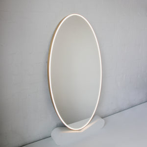 NEW Ovalis™ Oval shaped Front Illuminated Modern Large Mirror with a Brushed Brass Frame