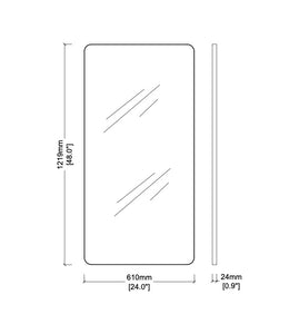 Set of 2 Bespoke Quadris™ Wall Hanging Mirrors Polished Stainless Steel Finish Round Corners (1219 x 610 x 24mm)