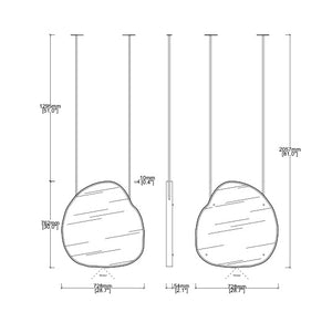 Set of 2 Bespoke Ceiling Suspended Ergon™ Mirrors Polished Stainless Steel Frame Double-Sided Front Illumination on Both Sides Screws on One Side On/off Sensor Switch 2 Arms (762 x 728 x 54mm)