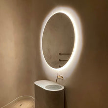 Orbis™ Illuminated Contemporary Round Mirror with a Brass Frame, Customisable