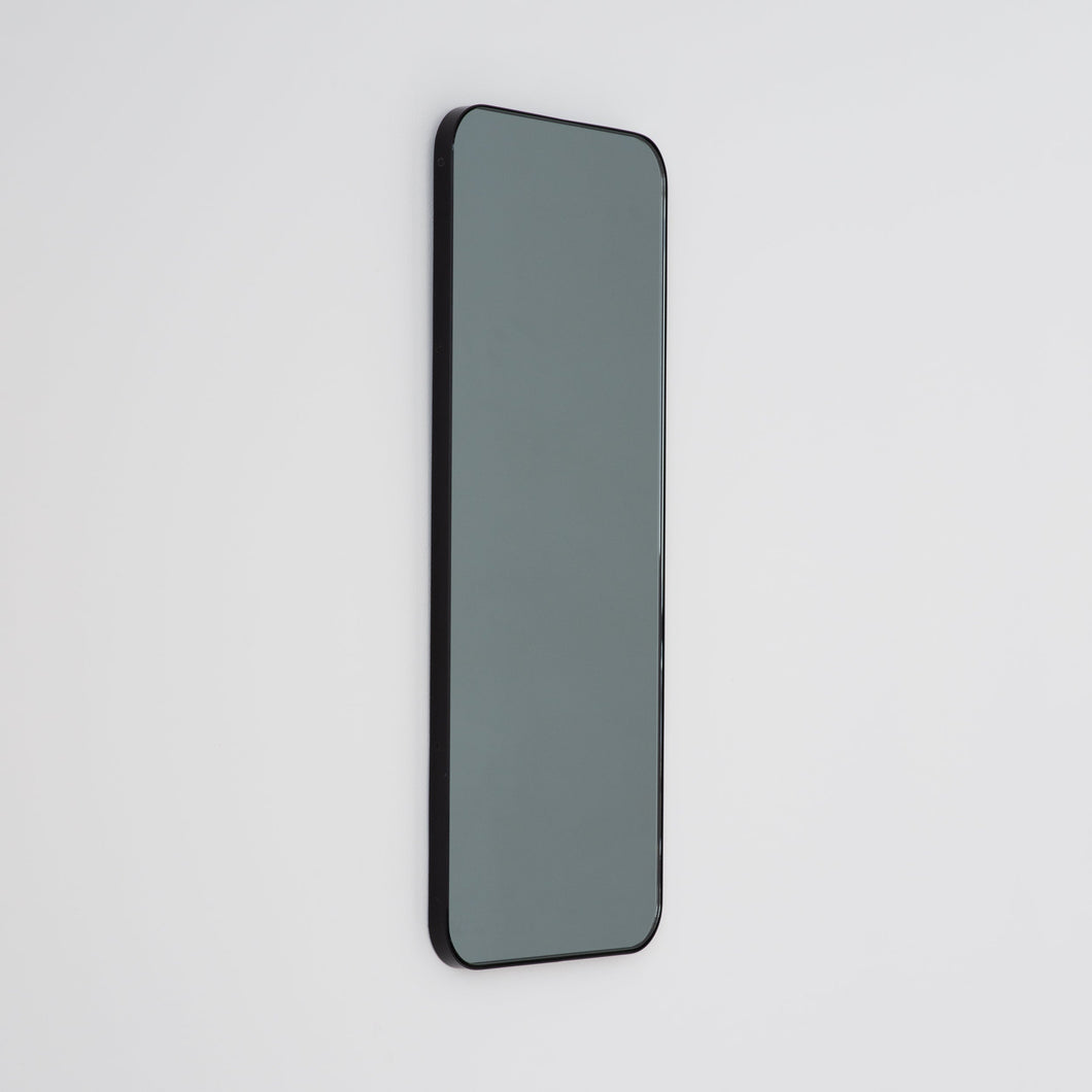 In Stock Quadris™ Rectangular Black Tinted Contemporary Mirror with a Black Frame