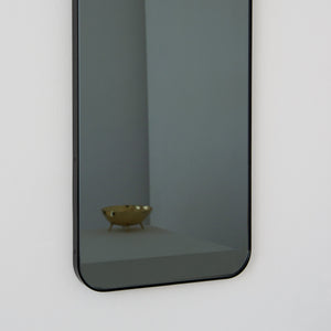 In Stock Quadris™ Rectangular Black Tinted Contemporary Mirror with a Black Frame