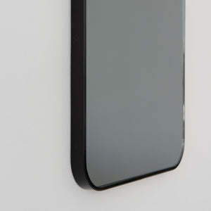 In Stock Quadris™ Rectangular Black Tinted Contemporary Mirror with a Black Frame