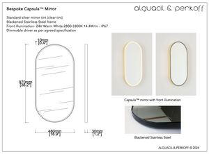 Bespoke Capsula™ Mirror Brass Frame Blackened SS Front Illuminated 38.2x18.9"