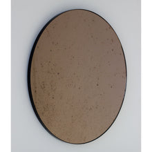 In Stock Orbis™ Antiqued Bronze Tinted Round Elegant Mirror with a Black Frame