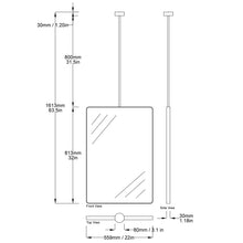 Quadris™ Ceiling Suspended Rectangular Bathroom Mirror with Brass Frame, Customisable