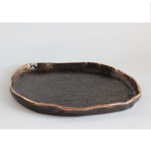 Rounded Handmade Cast Bronze Trinket Tray Inspired by Wabi-Sabi, videpoche