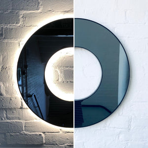 Back Illuminated Contemporary Donut™ Round Black Tinted Mirror with Black Frame