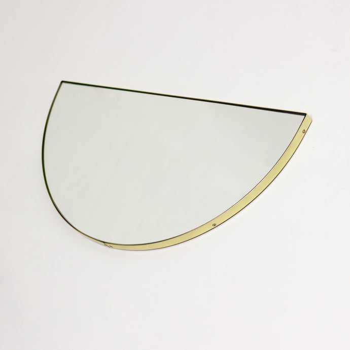 In Stock Luna Half Moon Art Deco Mirror with a Brass Frame