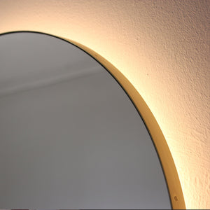 Orbis™ Illuminated Contemporary Round Mirror with a Brass Frame, Customisable