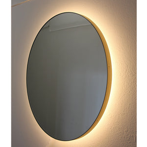 Orbis™ Illuminated Contemporary Round Mirror with a Brass Frame, Customisable