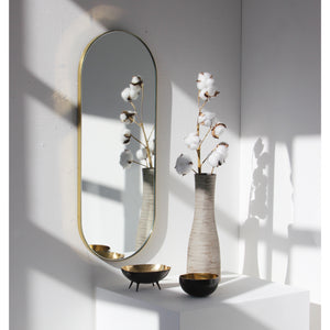 Capsula™ Capsule shaped Modern Mirror with an Elegant Brass Frame