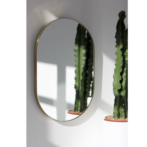 Capsula™ Capsule shaped Wide Mirror with Elegant Brass Frame