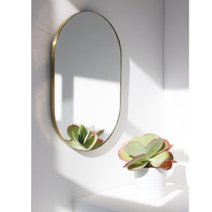 Capsula™ Capsule shaped Wide Mirror with Elegant Brass Frame