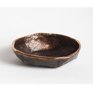 Rounded Handmade Cast Bronze Bowl Inspired by Wabi-Sabi, Vide-Poche