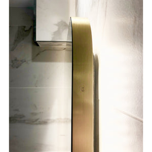 Quadris™ Illuminated Rectangular Contemporary Mirror with Brushed Brass Frame