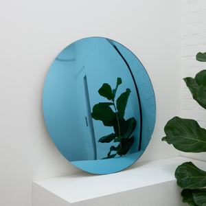 Orbis™ Round Blue Tinted Modern Convex Frameless Mirror