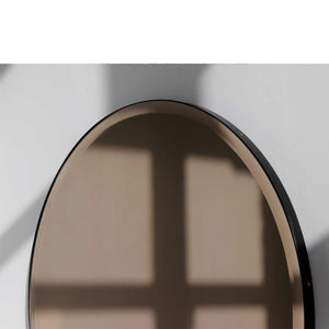 In Stock Orbis™ Bevelled Bronze Tinted Round Mirror with a Black Metal Frame