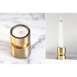 Convertible Brass Candleholder Taper Candle & Tealight