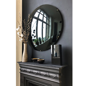 Orbis™ Round Convex Black Tinted Contemporary Frameless Mirror