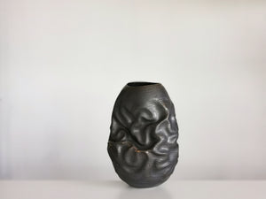 Black Dehydrated Form, Vase N.38, Interior Sculpture or Vessel, Objet D'Art