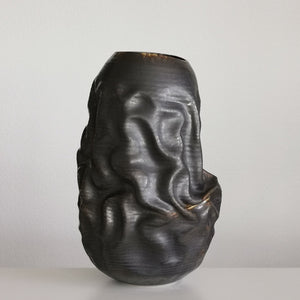 Black Dehydrated Form, Vase N.38, Interior Sculpture or Vessel, Objet D'Art