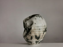 White Distorted Form with Green Glaze Highlights N.74, Ceramic Sculpture, Objet D'Art