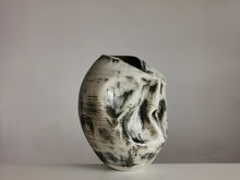 White Distorted Form with Green Glaze Highlights N.74, Ceramic Sculpture, Objet D'Art