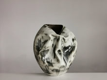 White Distorted Form with Green Glaze Highlights N.74, Ceramic Sculpture, Objet D'Art