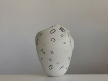 White Dehydrated Form with Letters and Numbers No.82, Ceramic Sculpture, Objet D'Art