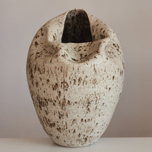 Tall Collapsed Form with White Speckled Glaze No.93, Large Ceramic Sculpture, Objet D'Art