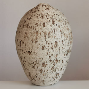 Tall Collapsed Form with White Speckled Glaze No.93, Large Ceramic Sculpture, Objet D'Art