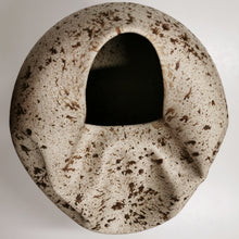 Tall Collapsed Form with White Speckled Glaze No.93, Large Ceramic Sculpture, Objet D'Art