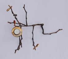 Bronze Cast Magnolia Twig Tealight Holder With Light Patina - Tall