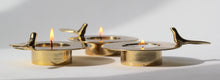 Set of Three, One Bird Brass Tea Light Holders