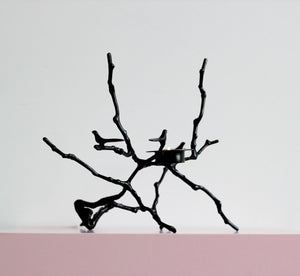 Bronze Cast Magnolia Twig Tealight Candle Holder With Dark Patina, Tall