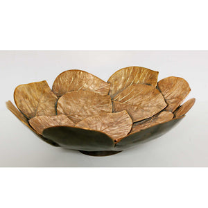 Handmade Brass Cast Leaf Decorative Bowl Sculpture - Small