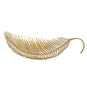 Hand-cast Long Palm Tree Leaf Decorative Brass Sculpture - Large