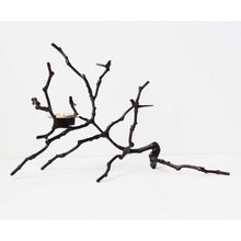 Bronze Cast Magnolia Twig Tealight Candle Holder With Dark Patina, Tall