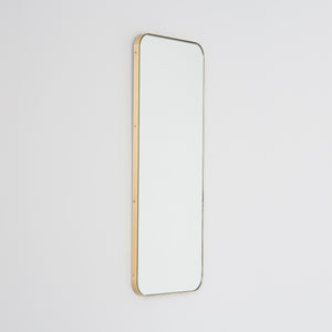 Quadris™ Rectangular Contemporary Mirror with a Brass Frame, Customisable