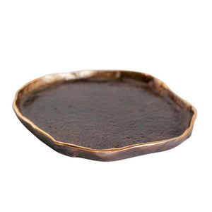 Rounded Handmade Cast Bronze Trinket Tray Inspired by Wabi-Sabi, videpoche