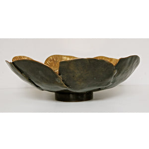 Handmade Brass Cast Leaf Decorative Bowl Sculpture - Small